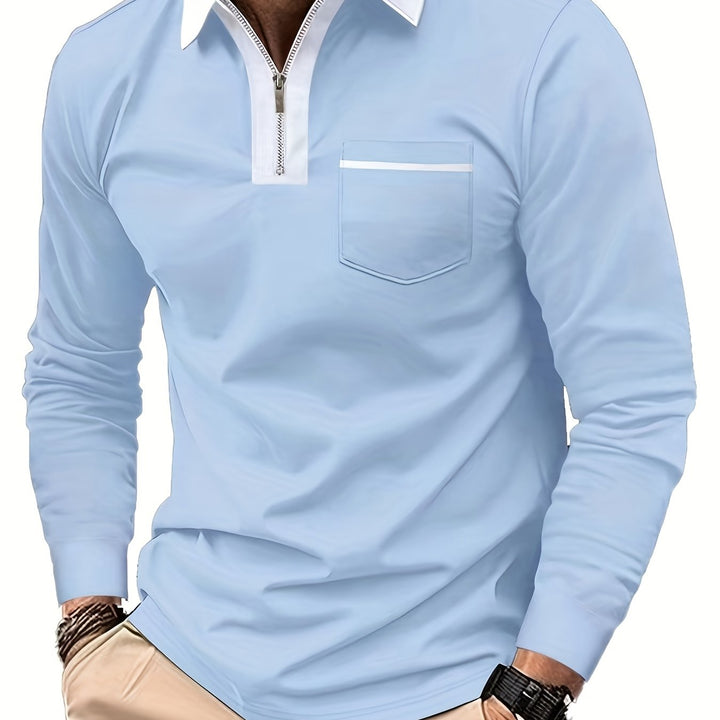 Elegancki zamek-kołnierz koszulka polo