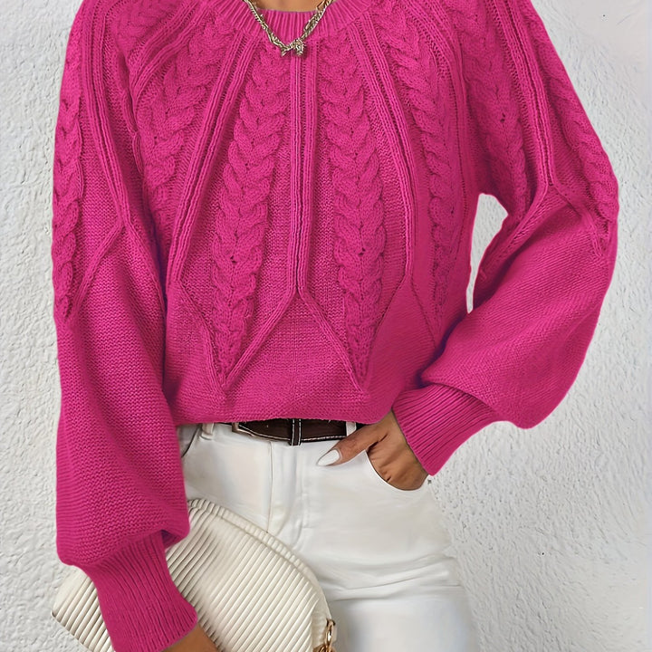 Warkoczowy splot Round-Neck sweter