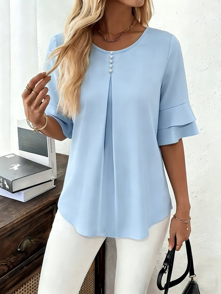 Flared-Sleeve plisowany bluzka
