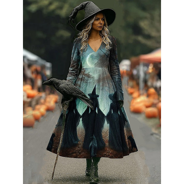 Halloween Witch wzór A-Line sukienka maxi