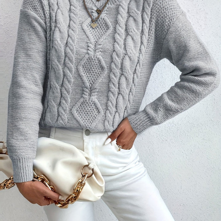 Chunky warkoczowy splot sweter
