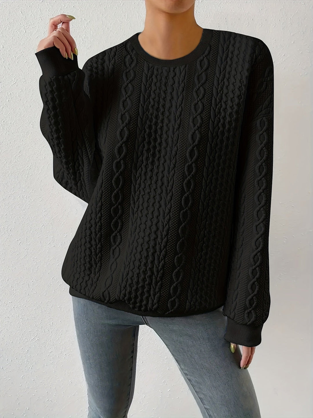 Fakturowany warkoczowy splot bluza