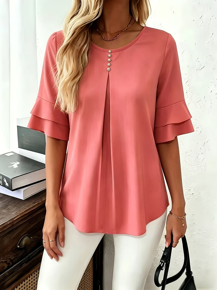 Flared-Sleeve plisowany bluzka