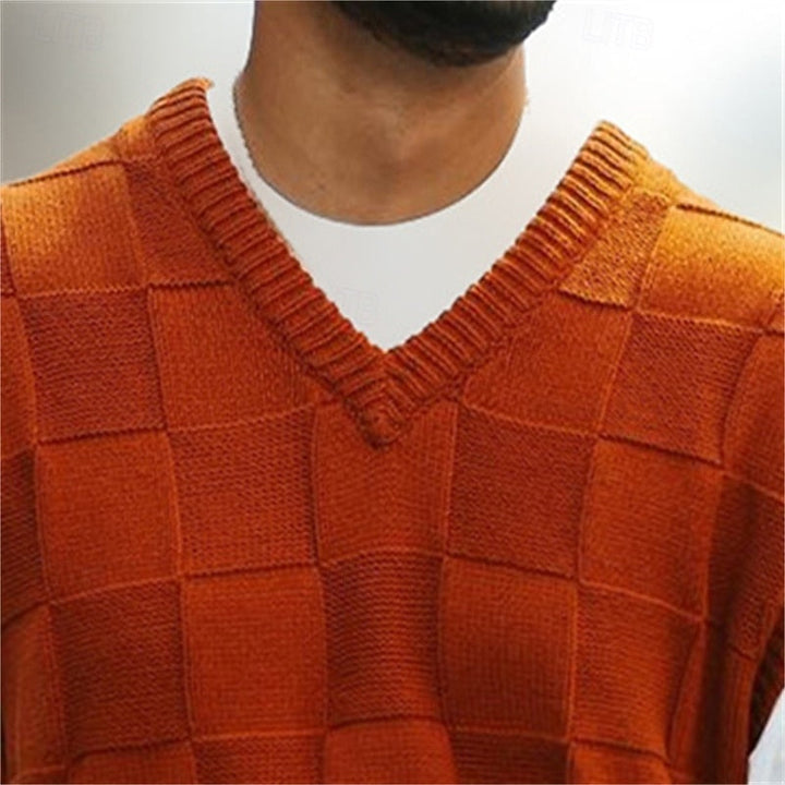 Fakturowany sweter z dekoltem V kamizelka
