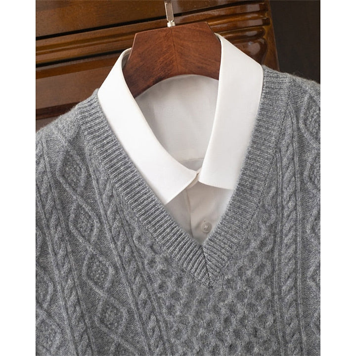 Cable-Textured sweter z dekoltem V kamizelka