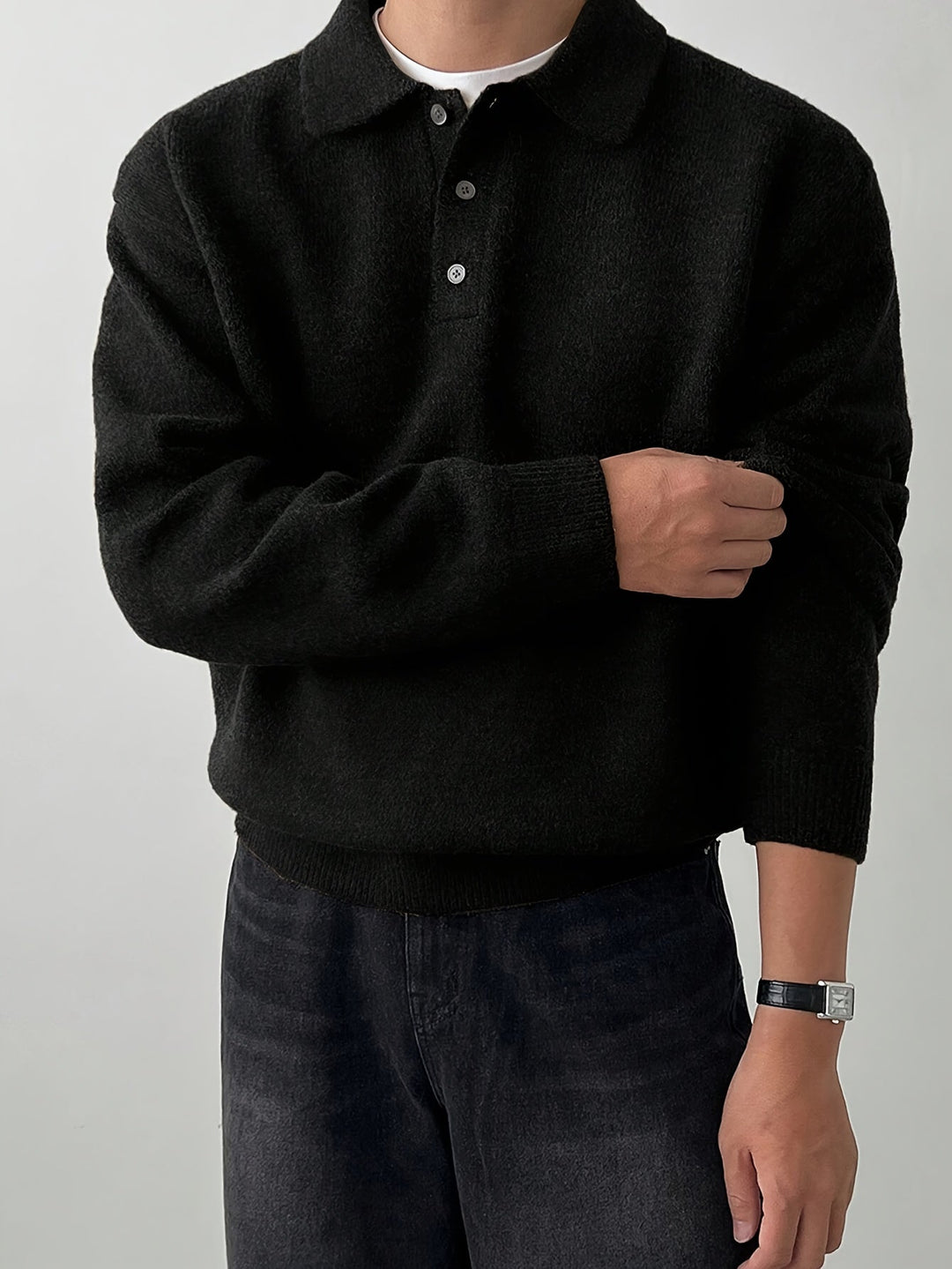 Elegancki polo kołnierz sweter