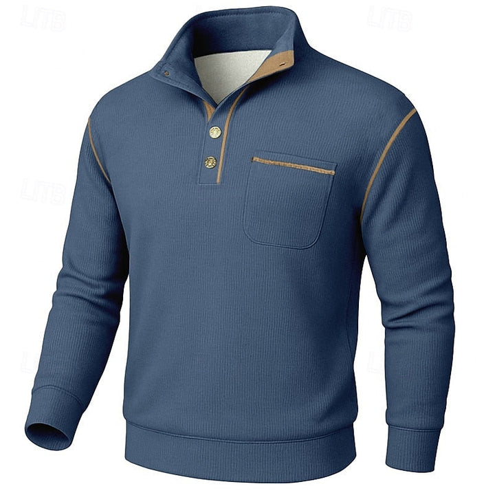 Fakturowany Half-Button sweter