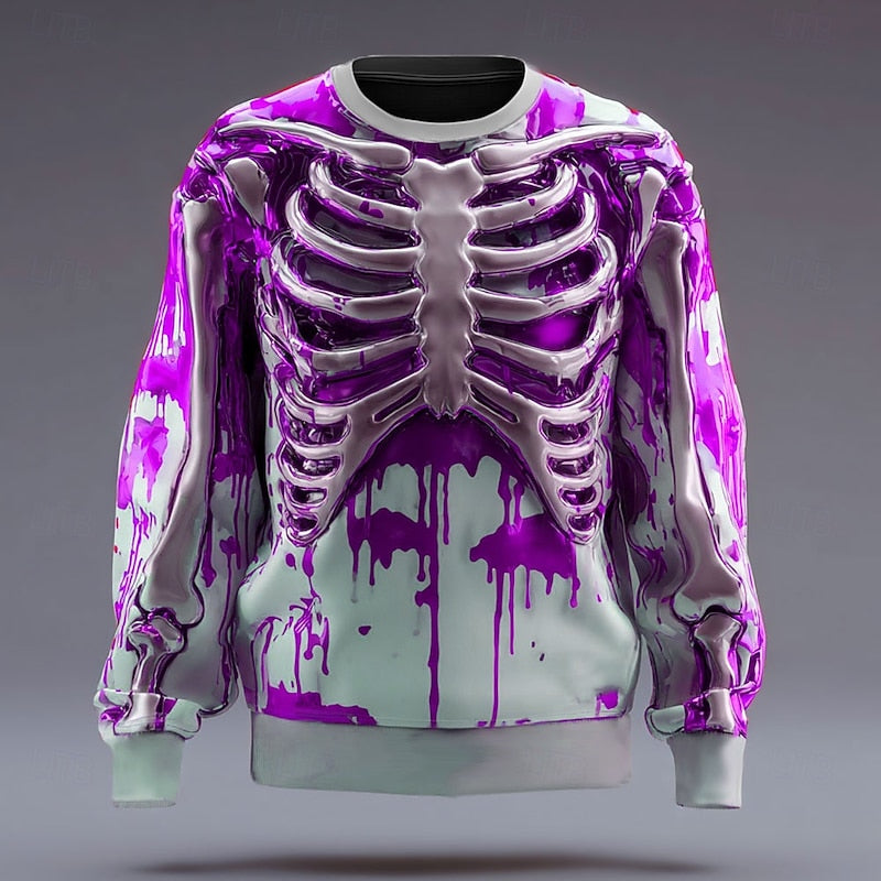 Halloween szkielet bluza z okrągłym dekoltem