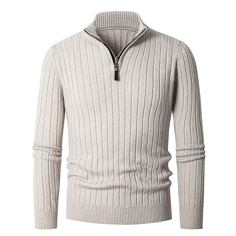 Prążkowany zamek 1/4 sweter