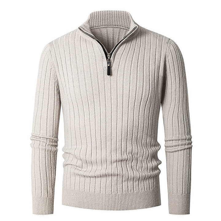 Prążkowany zamek 1/4 sweter