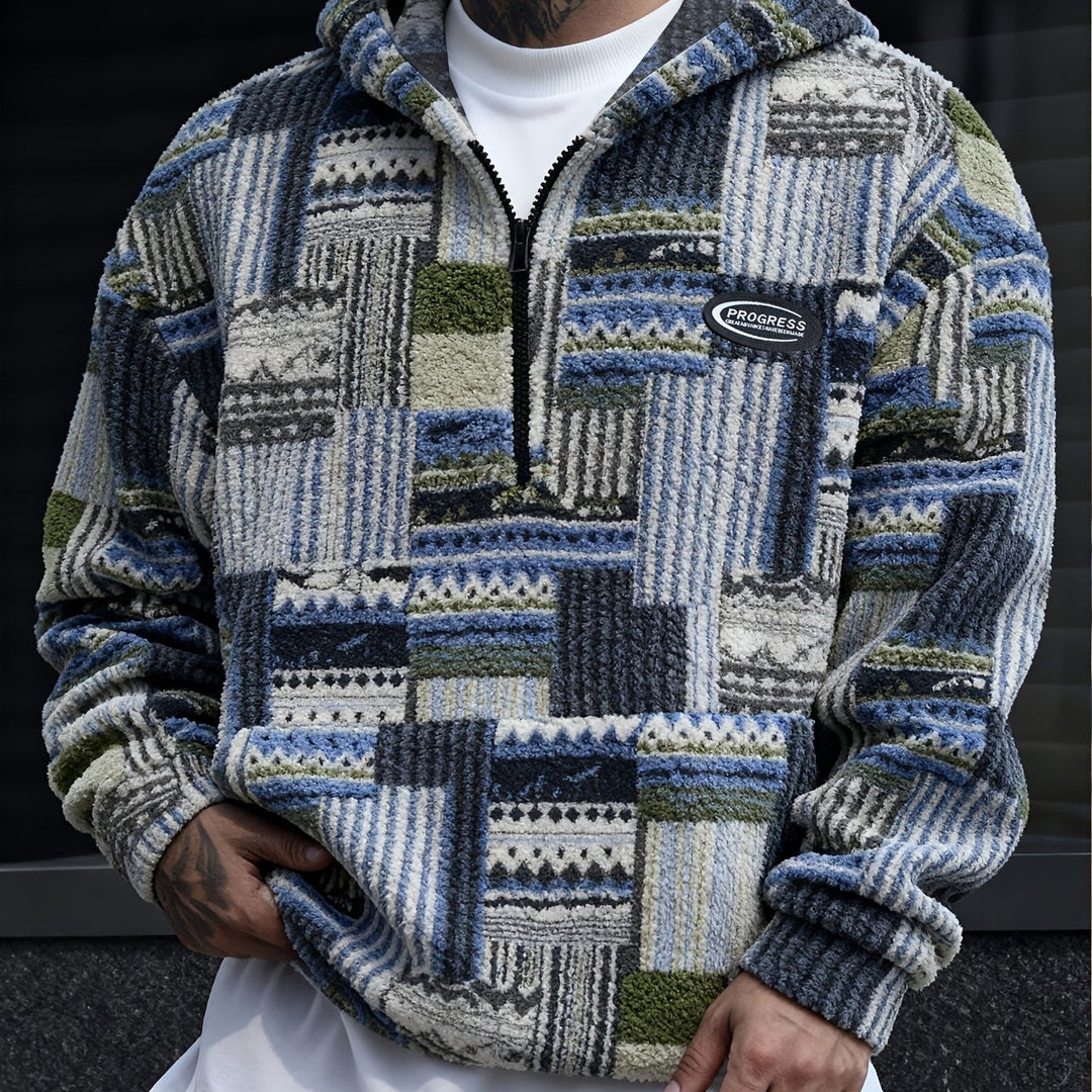 Wzorzysty zamek 1/4 sweter