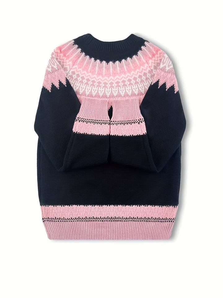 Chunky Jacquard Round szyja sweter