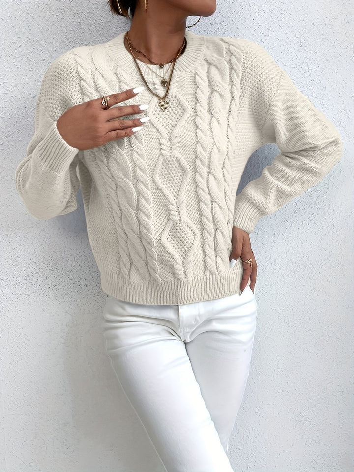Chunky warkoczowy splot sweter