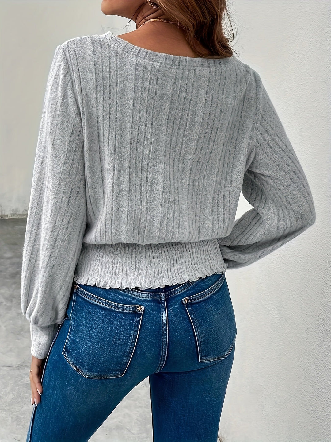 Smocked-Hem prążkowany top