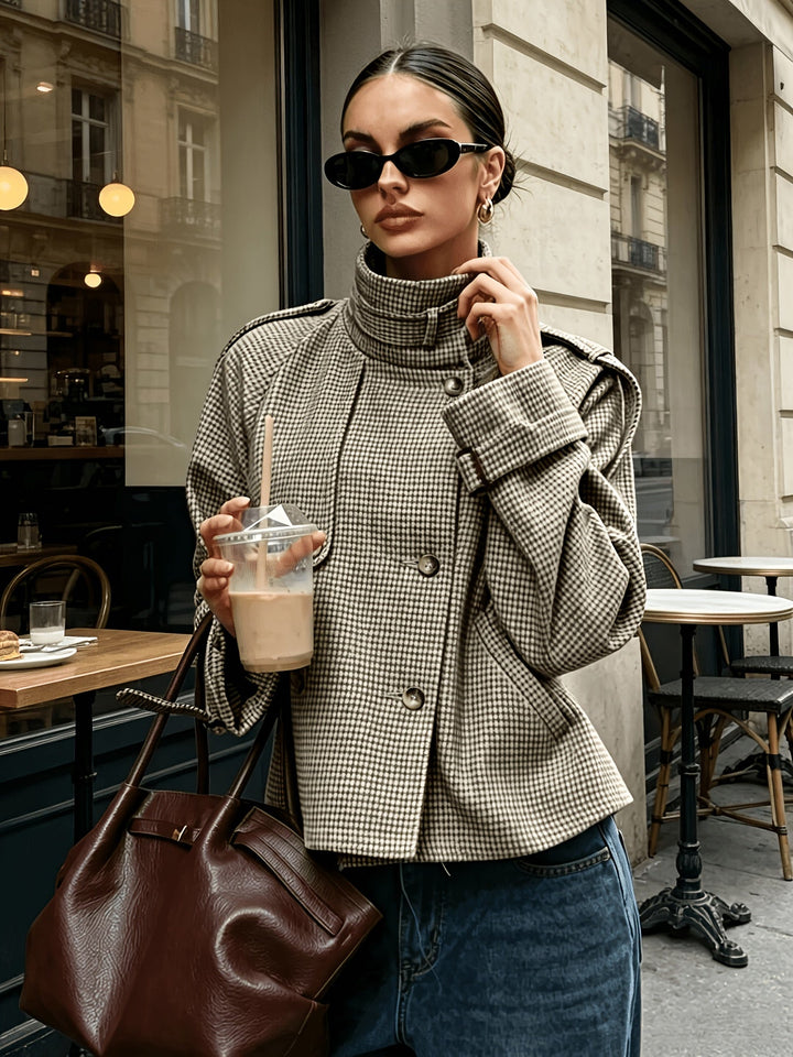Stójka Houndstooth kurtka