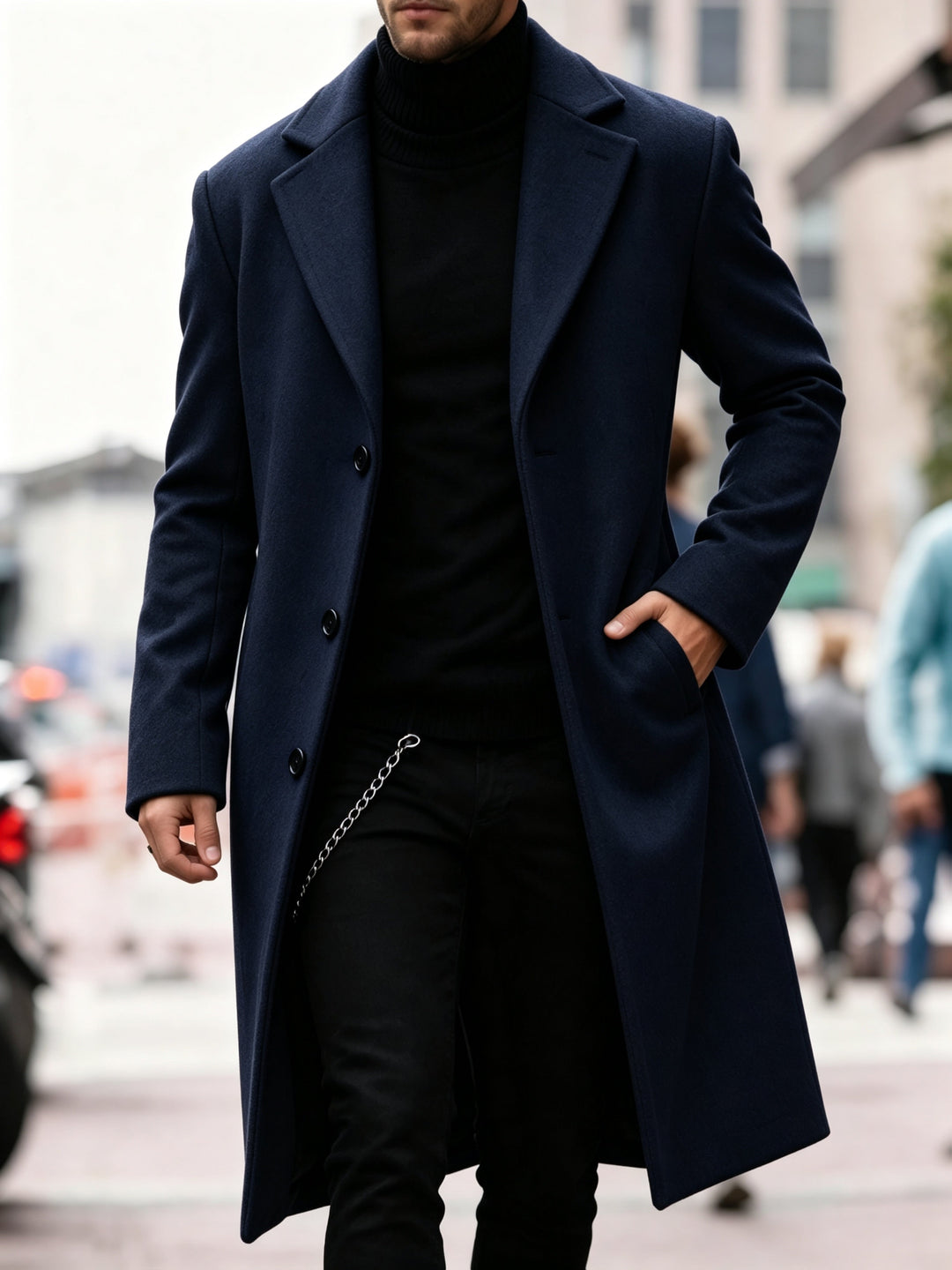 Elegancki długi Trench płaszcz