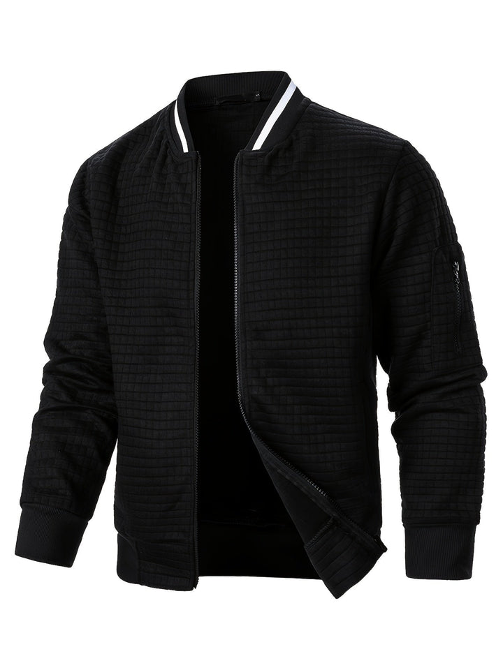 Fakturowany Zip-Up Bomber kurtka