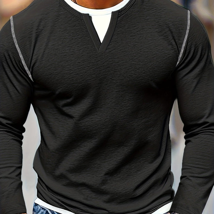 Elegancki Notch-Neck koszula henley