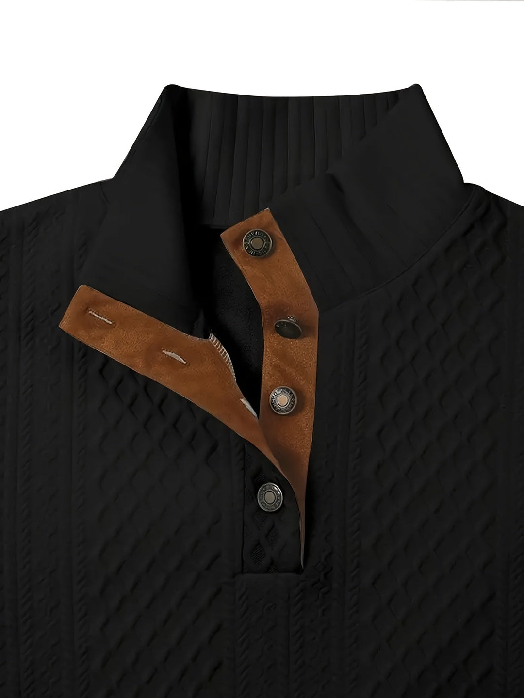 Wyróżniać się kołnierz guzik Henley sweter