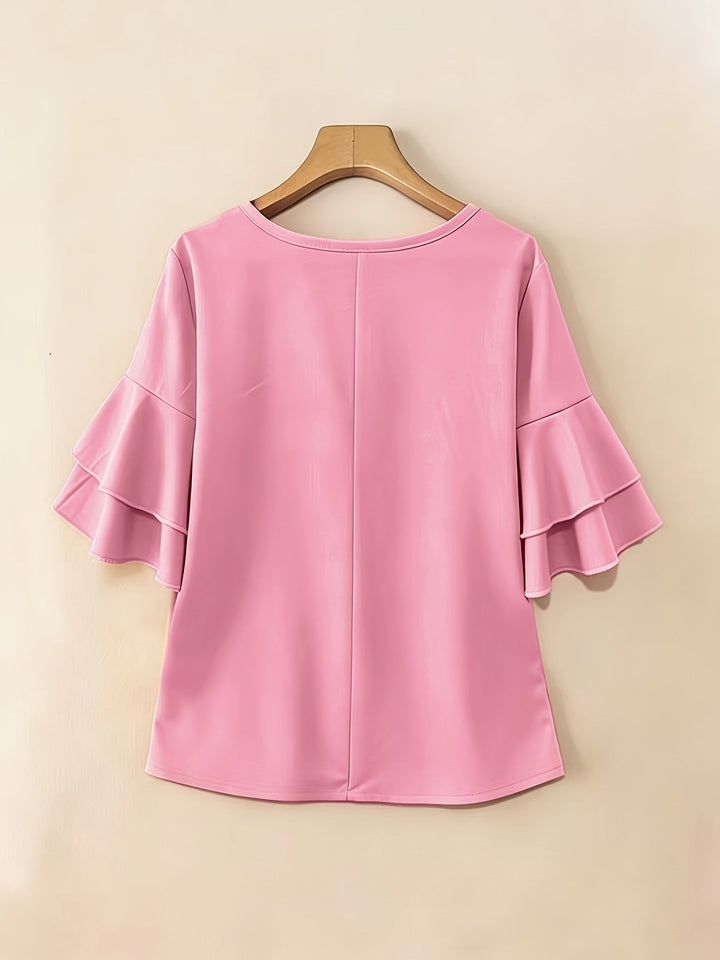 Flared-Sleeve plisowany bluzka
