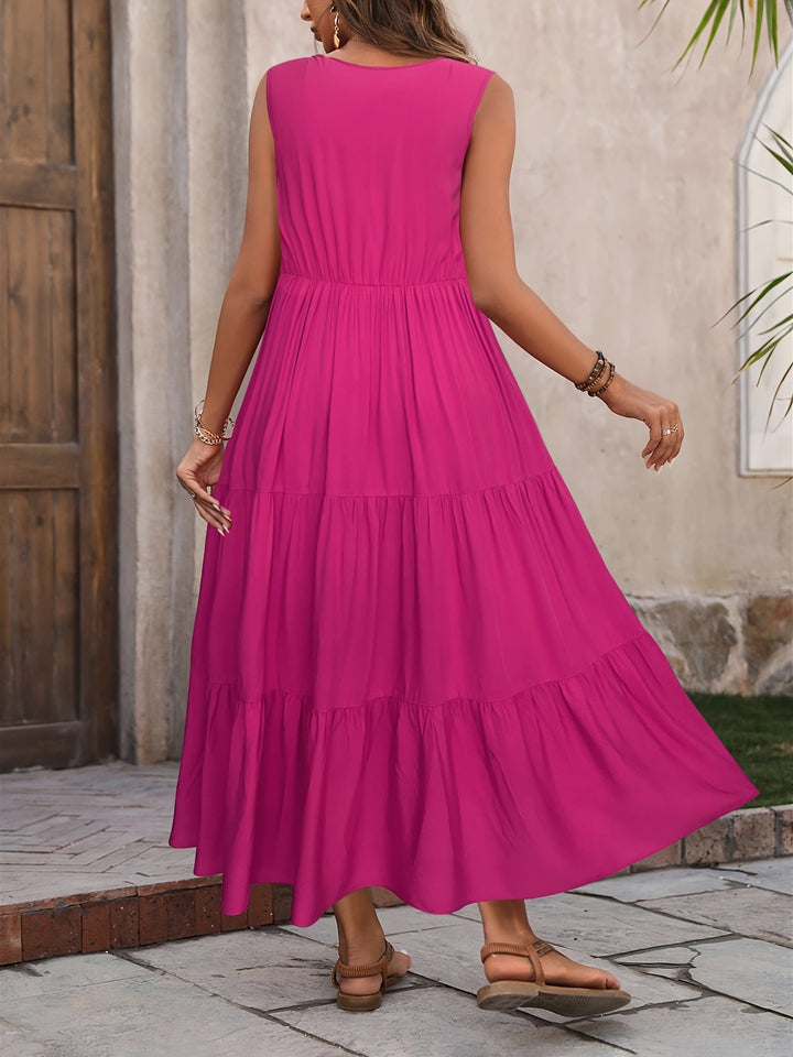 Zwiewny Tiered sukienka maxi