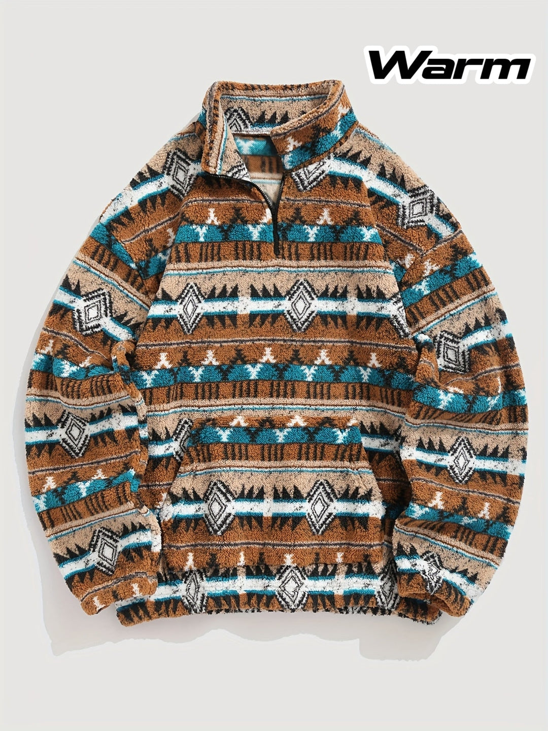 Wzorzysty zamek 1/4 sweter