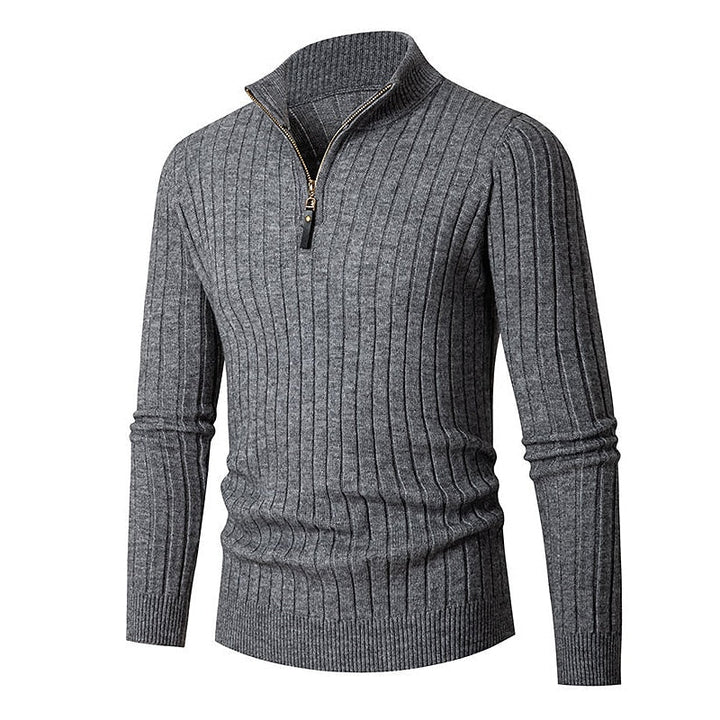 Prążkowany zamek 1/4 sweter