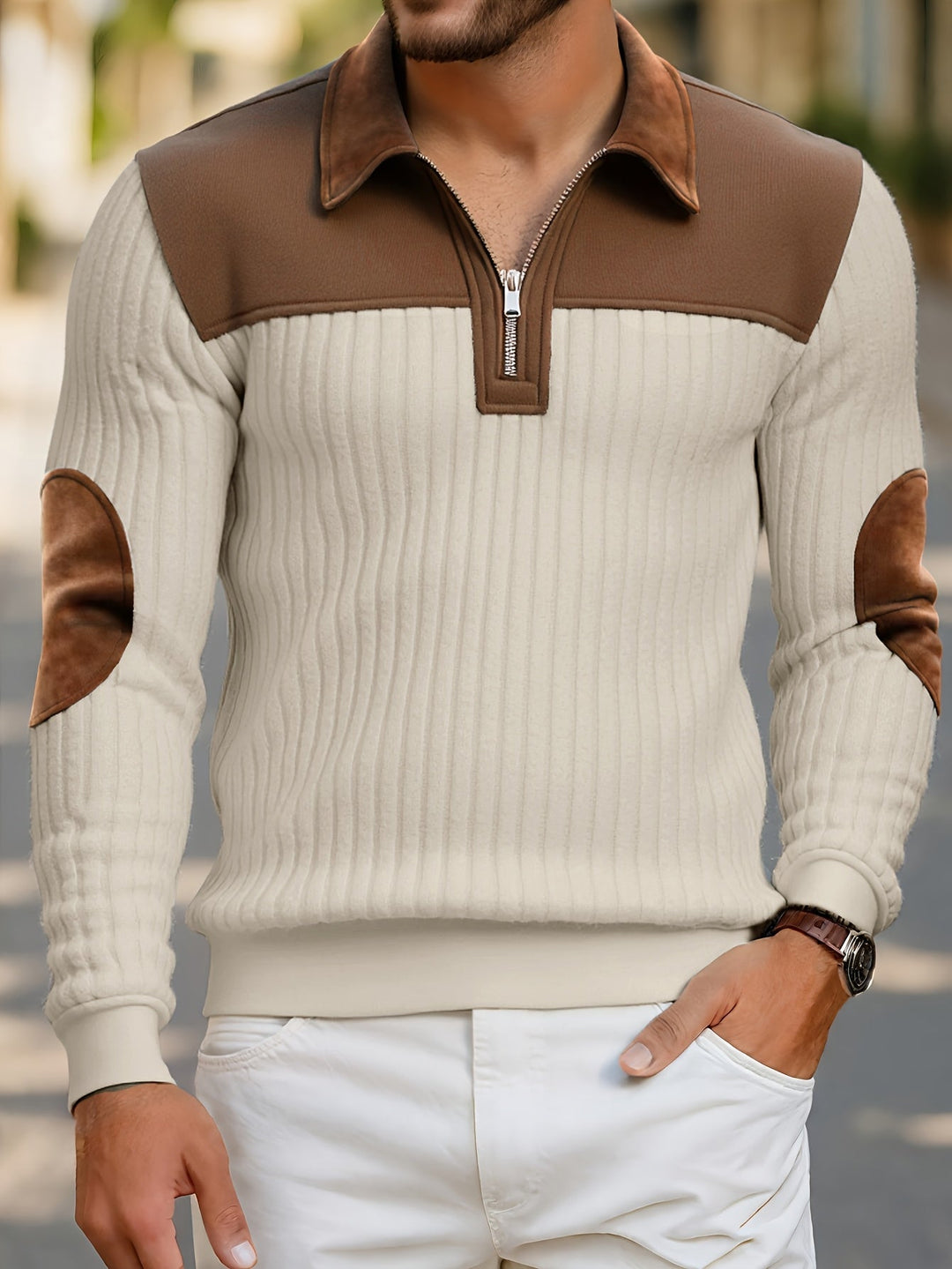 Two-Tone zamek 1/4 sweter