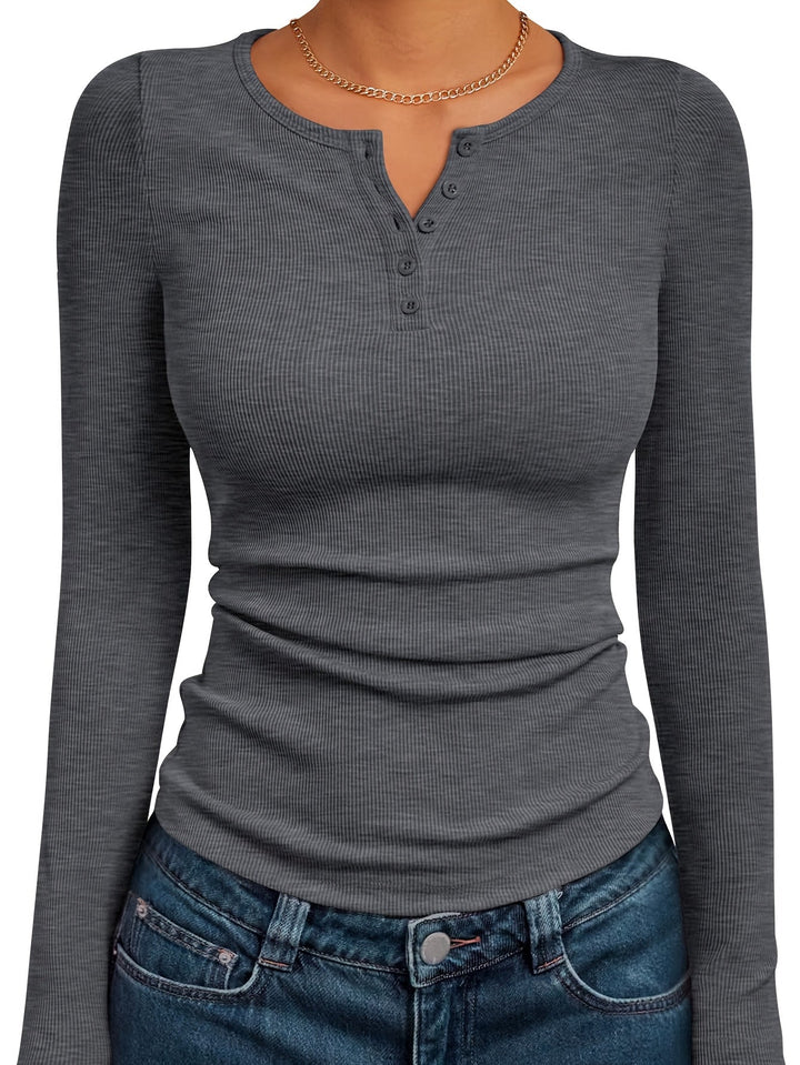 Dopasowany guzik Henley top