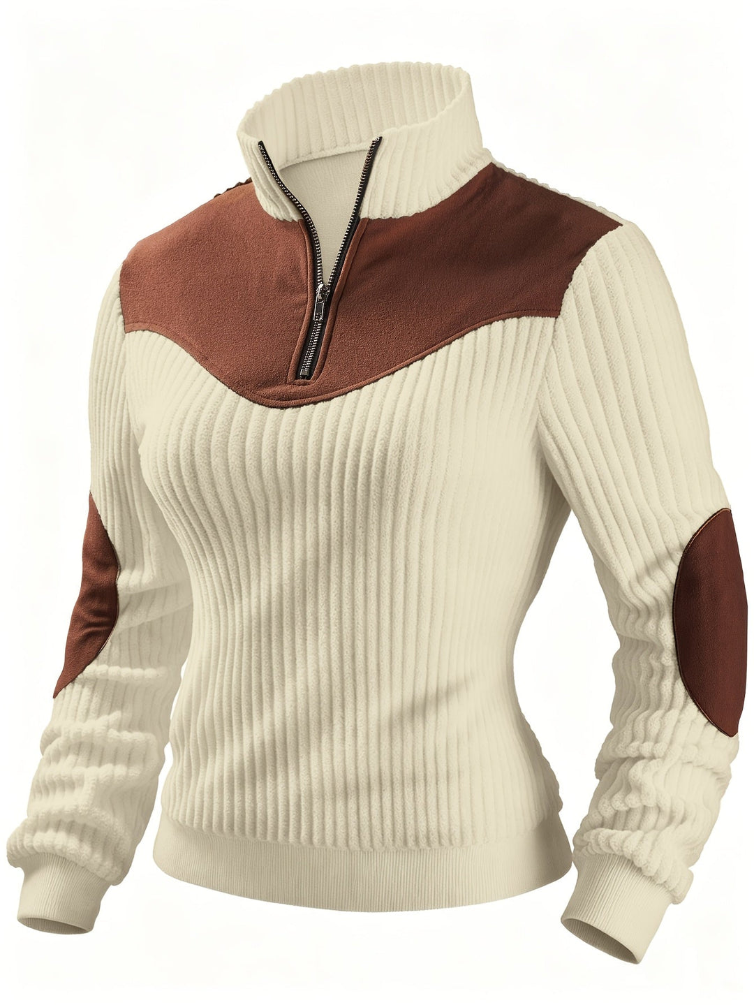 Prążkowany zamek 1/4 sweter
