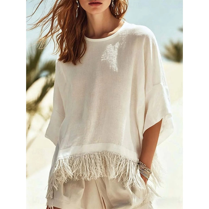 Fringe-Hem swobodny bluzka