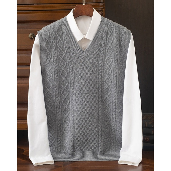 Cable-Textured sweter z dekoltem V kamizelka