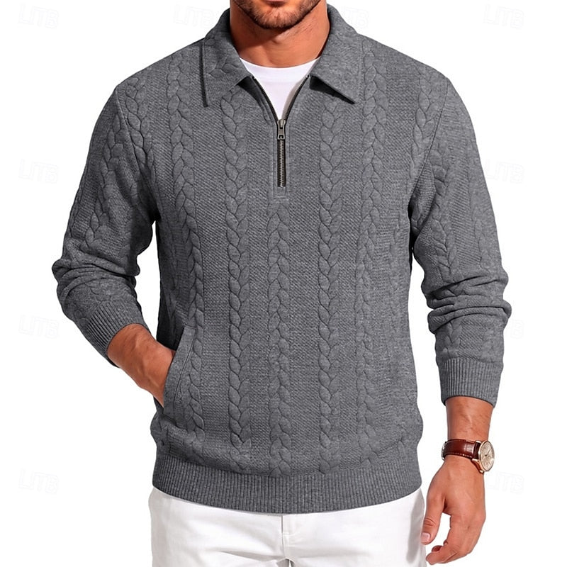 Fakturowany zamek 1/4 sweter