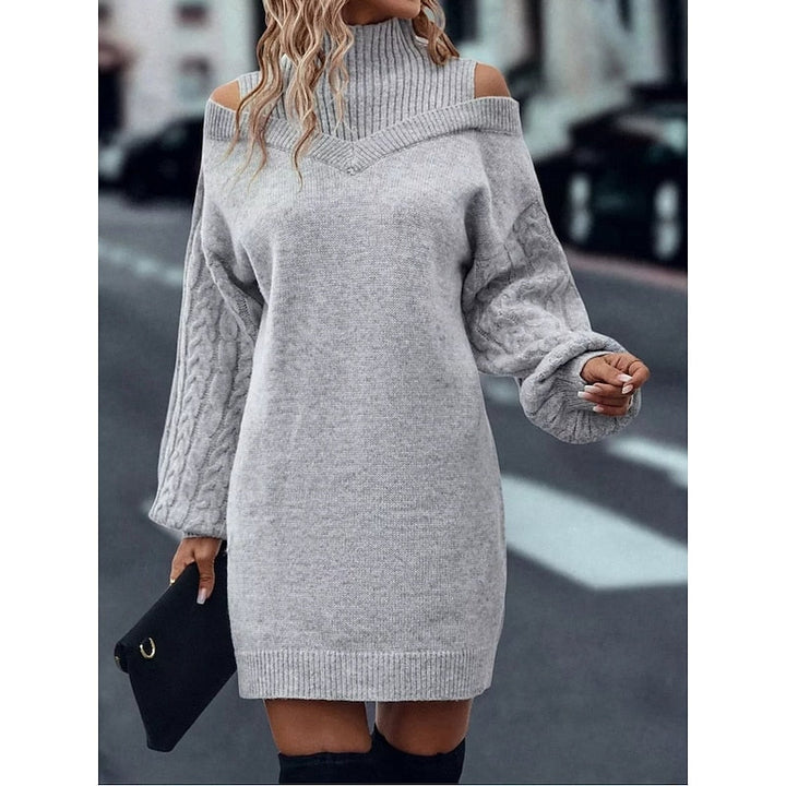 Cold-Shoulder sweter z golfem sukienka