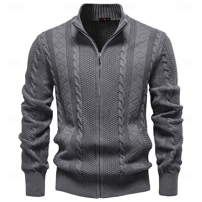 Fakturowany Zip-Up kardigan