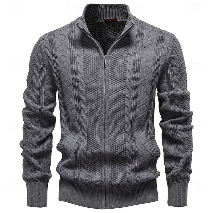 Fakturowany Zip-Up kardigan