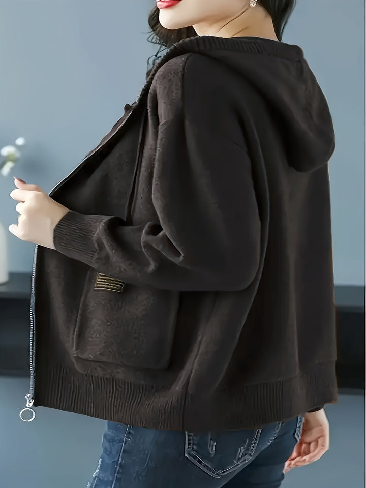 Przytulny Zip-Up z kapturem kardigan