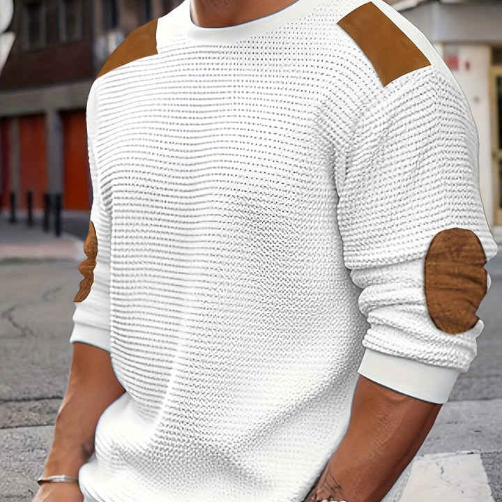 Fakturowany Elbow-Patch sweter