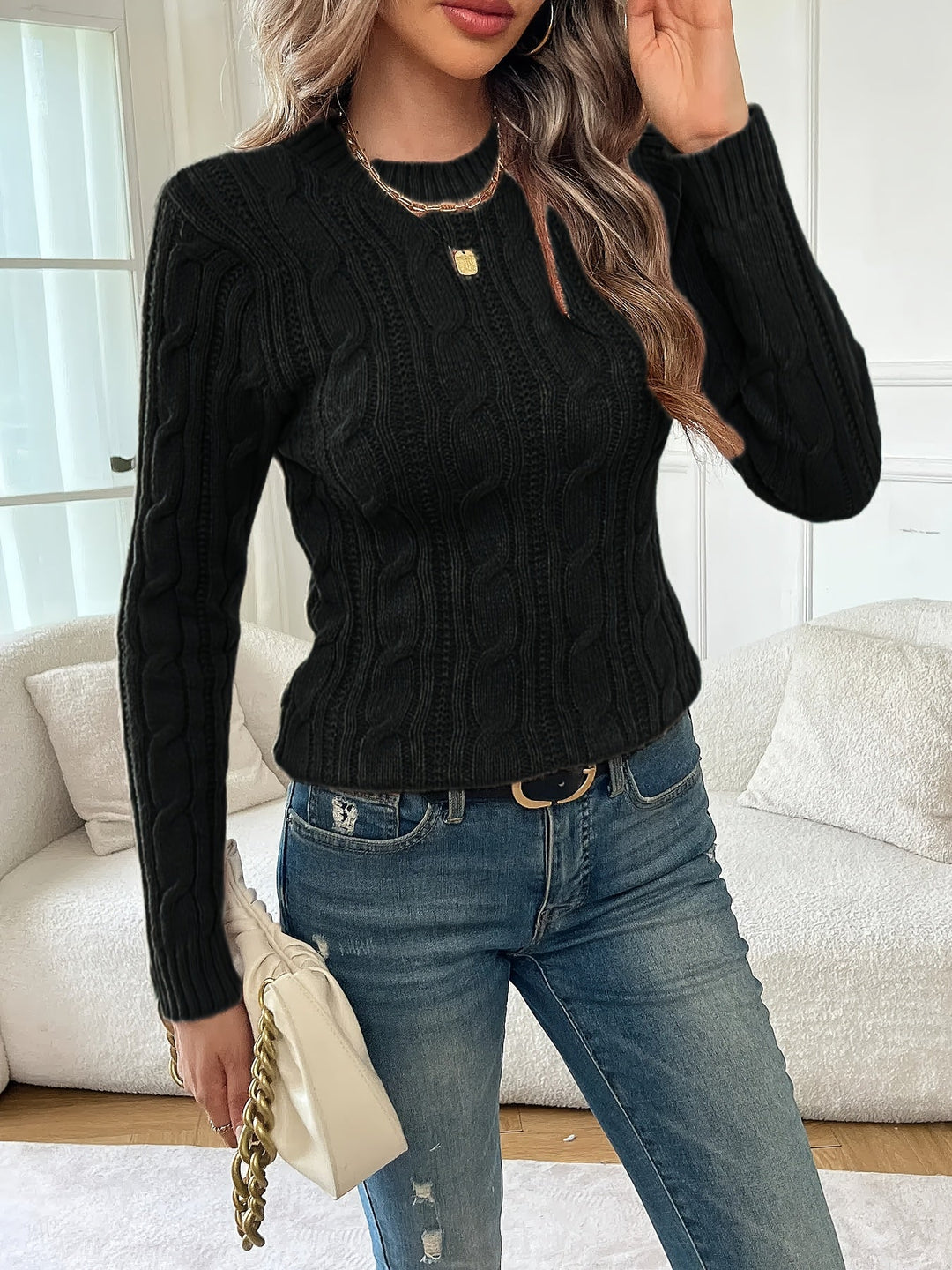 Klasyczny Twist-Knit sweter