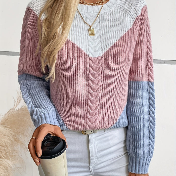Colorblock dzianina sweter