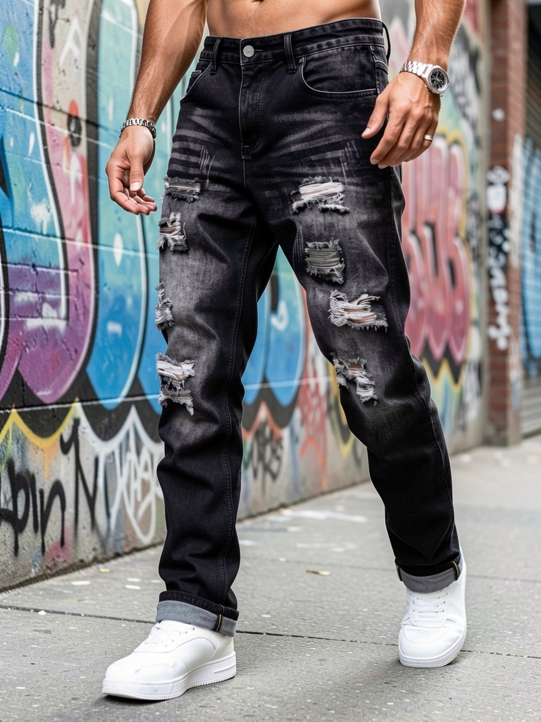 Solidny prosty-nogawka dżinsy