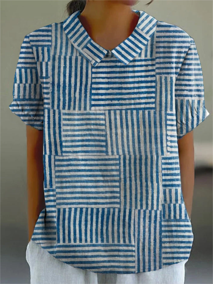 Elegancki w paski Patchwork koszula