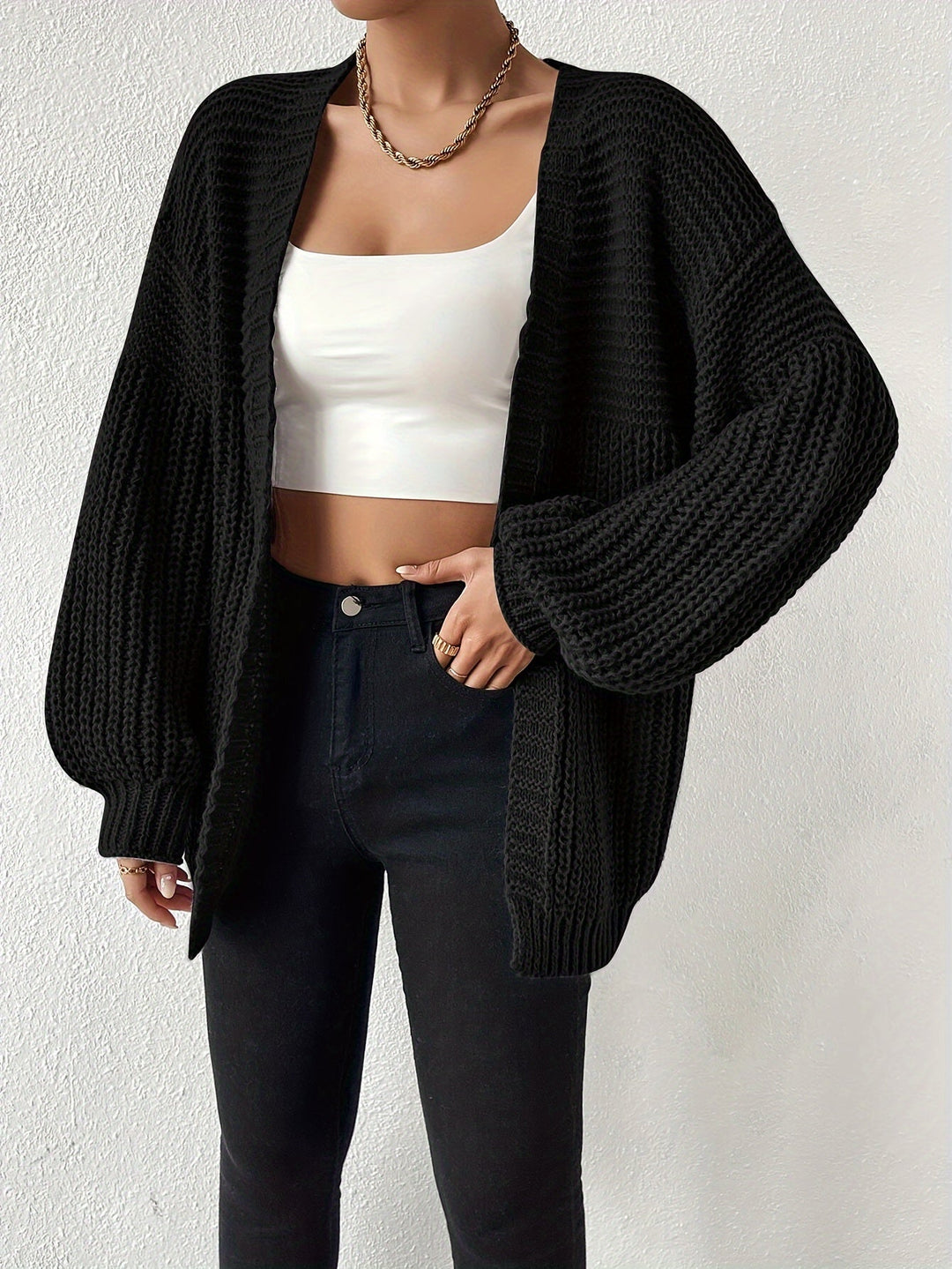Swobodny Chunky-Knit kardigan