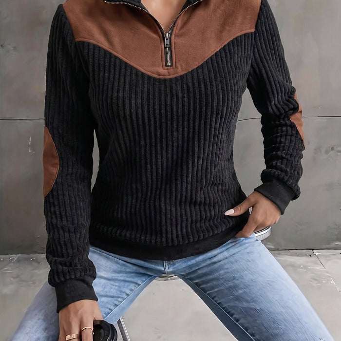 Prążkowany zamek 1/4 sweter