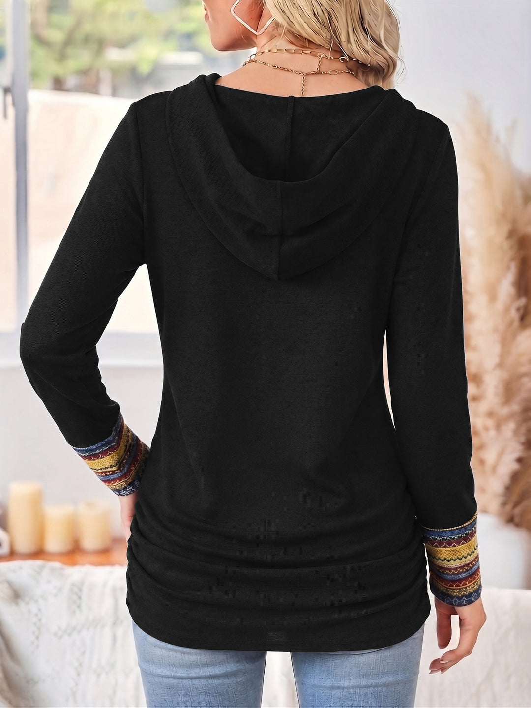 Wzorzysty Patchwork bluza z kapturem