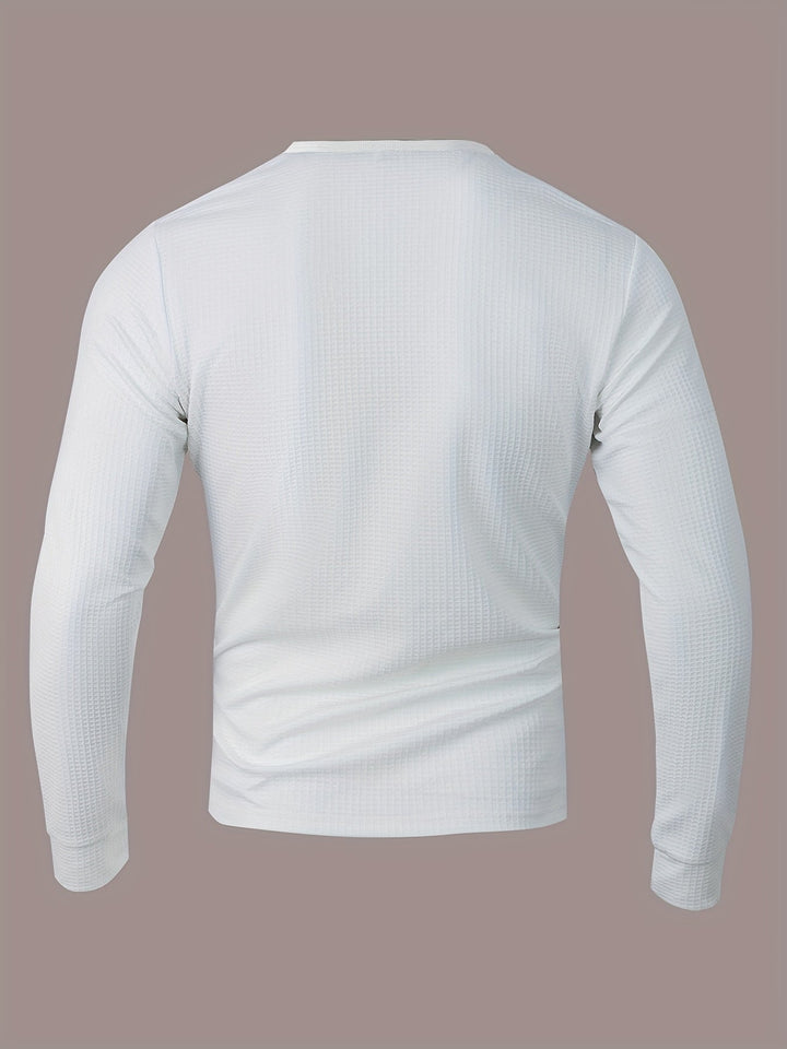 Fakturowany długi-rękaw Henley