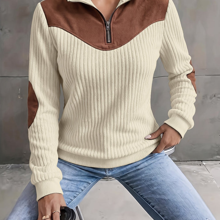 Prążkowany zamek 1/4 sweter