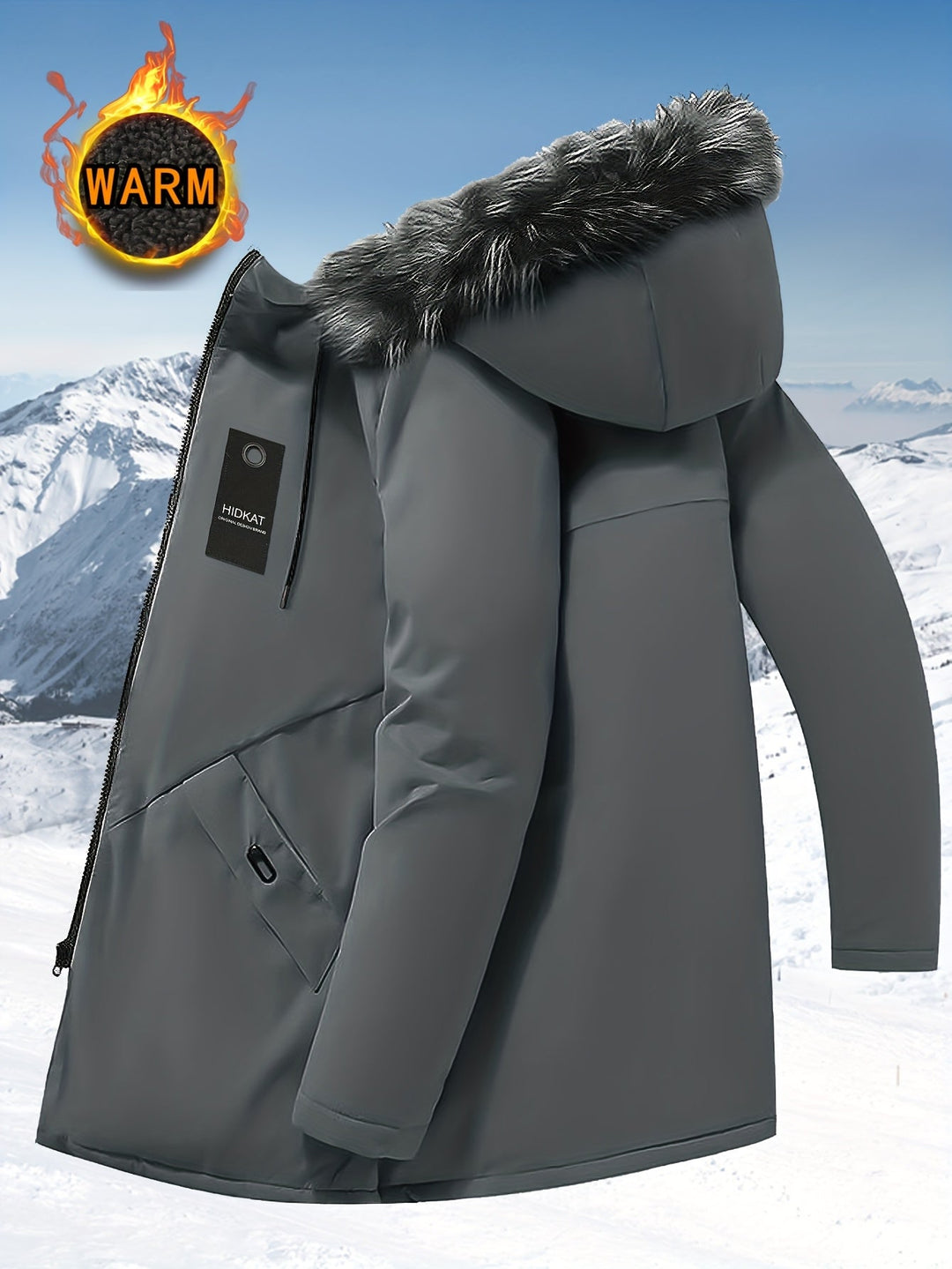 Z kapturem Mid-Length parka kurtka