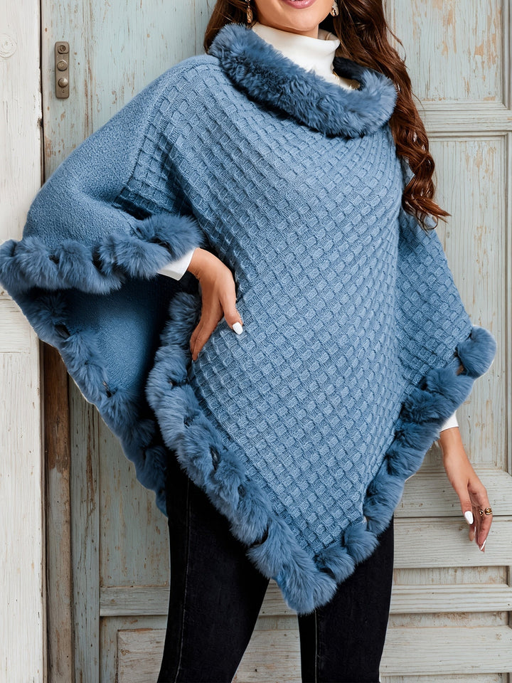 Przytulny Fur-Trim Poncho