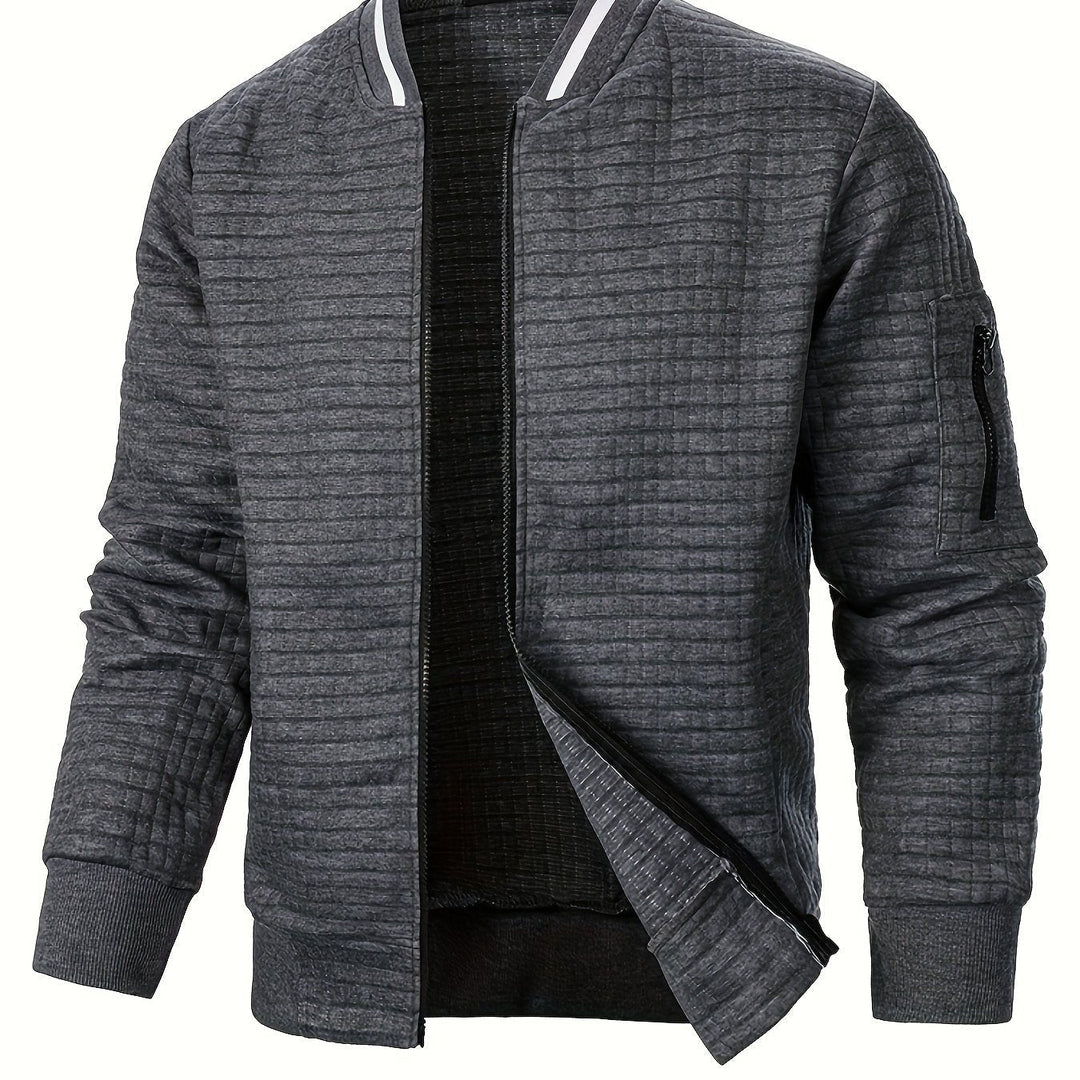 Fakturowany Zip-Up Bomber kurtka
